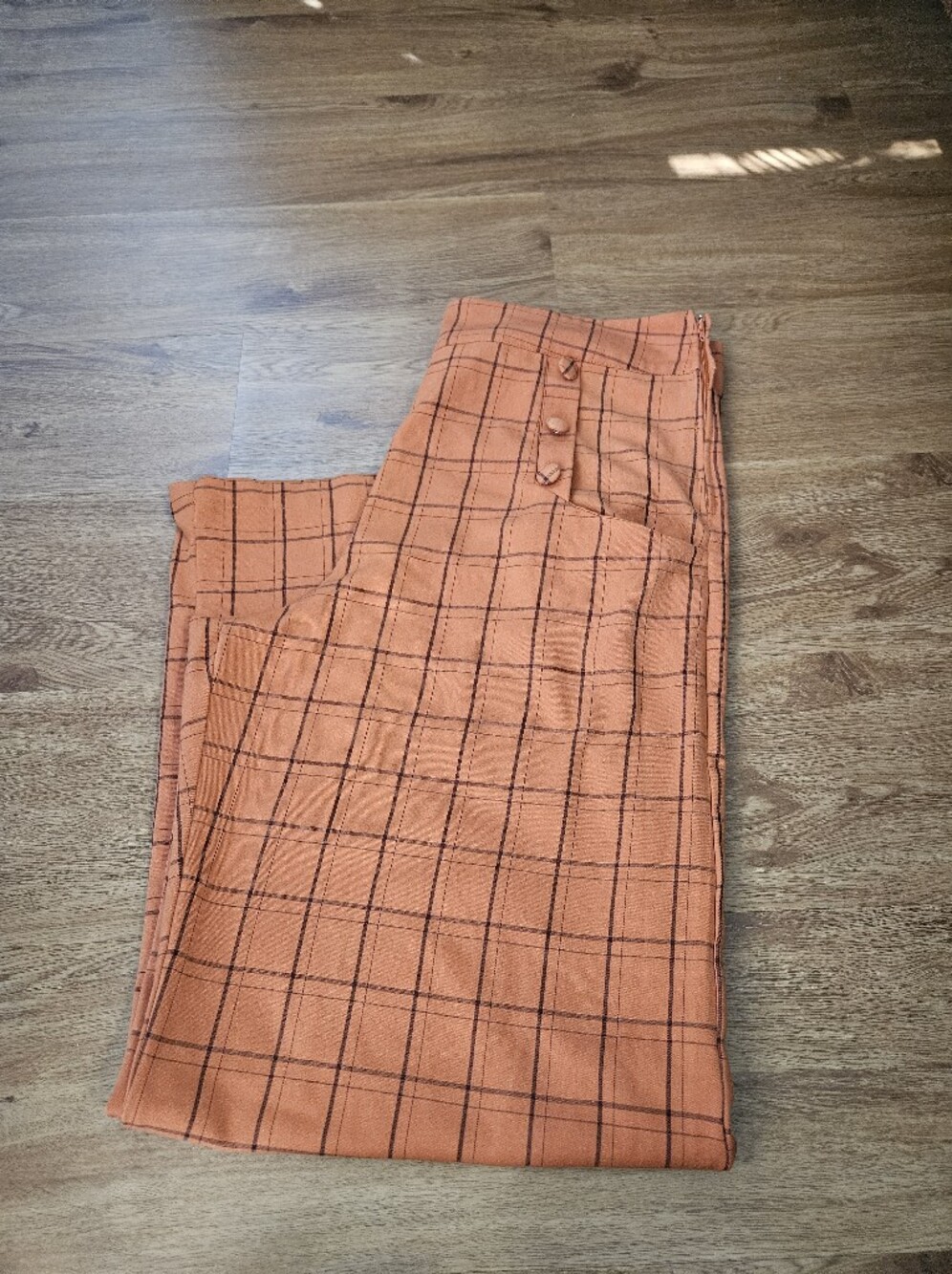 Unique Vintage Orange Plaid Dress Pants